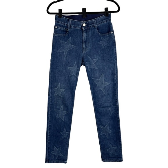 STELLA MCCARTNEY FADED STAR BLUE CROPPED SKINNY JEANS - Picture 3 of 16